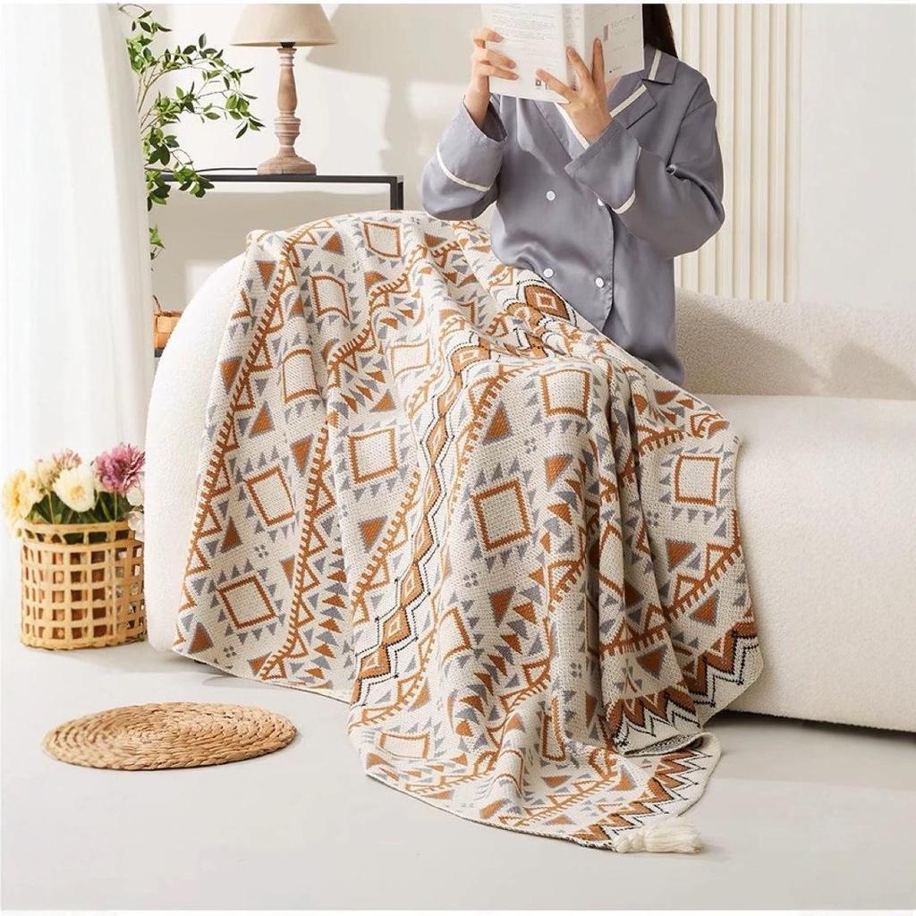 Bohemian Knitted Blanket Sofa Throw - Air Conditioning Bed Cover & Woven Leg Cover