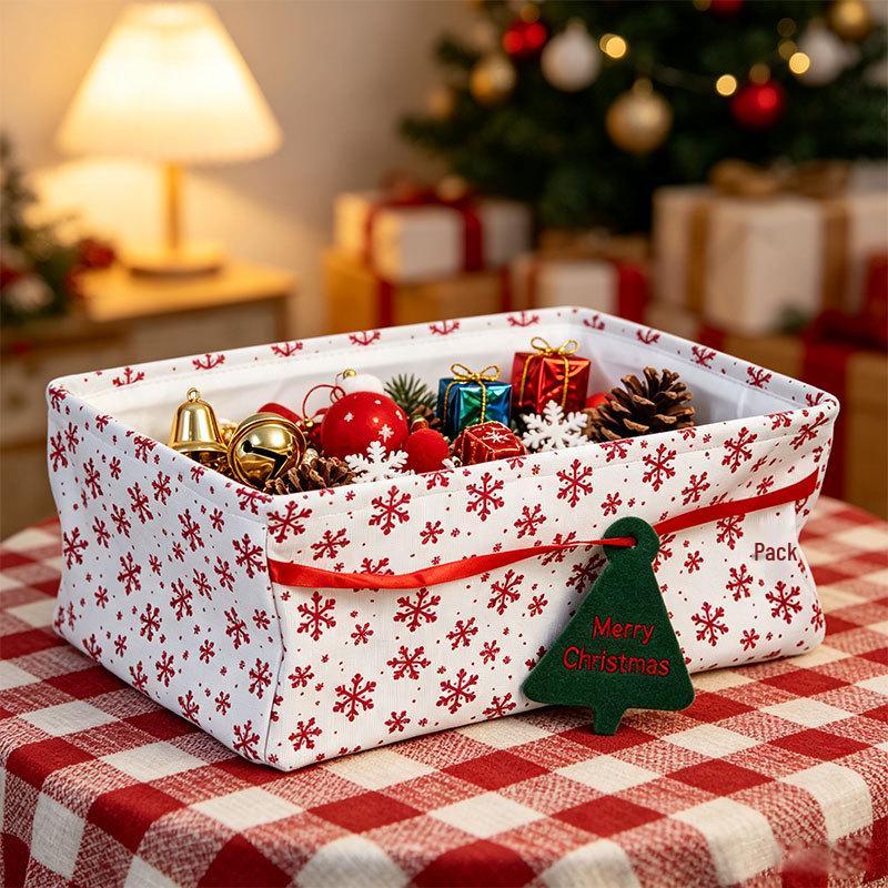 Christmas Style Foldable Storage Basket with Double Handles