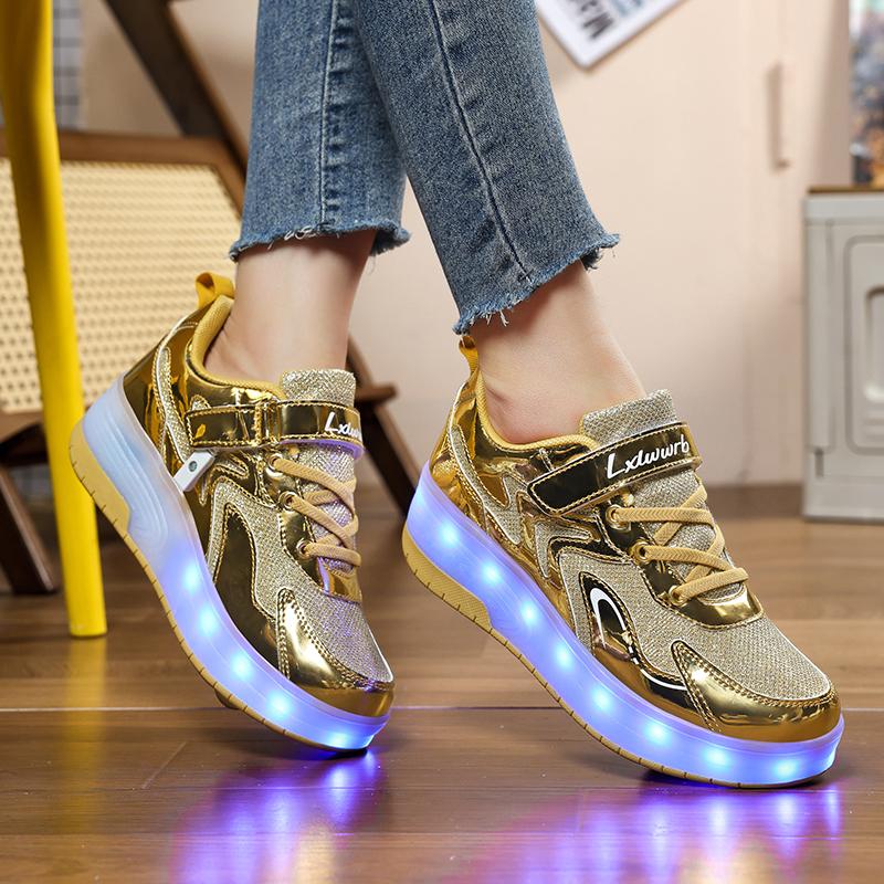27-40 Kids's Lighting Sneakers Rubbing Shoes Boys's Shoes Solid Milky Patch Can Charging Lantern Shoes Glowing Sneakers with Charging