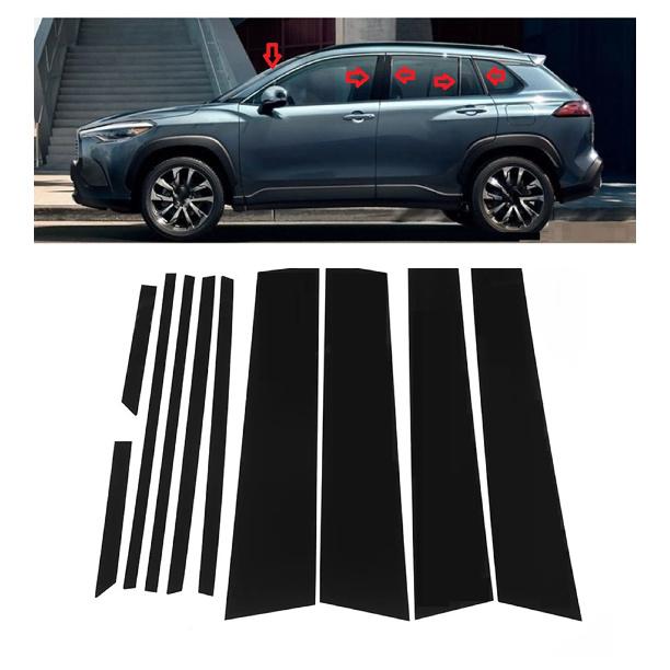 10Pcs Car Door Window Pillar Posts Trim Covers Decoration Sticker for Toyota Corolla Cross Exterior Accessories