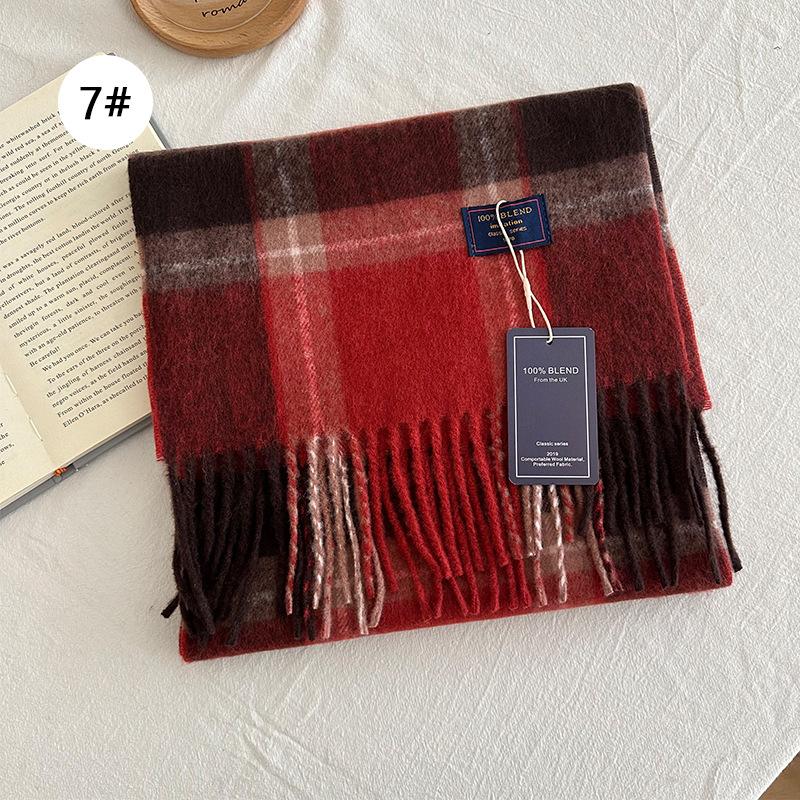 Autumn and Winter Color Blocked Plaid Scarf Winter Warm Scarf Warm and Versatile Plaid Scarf