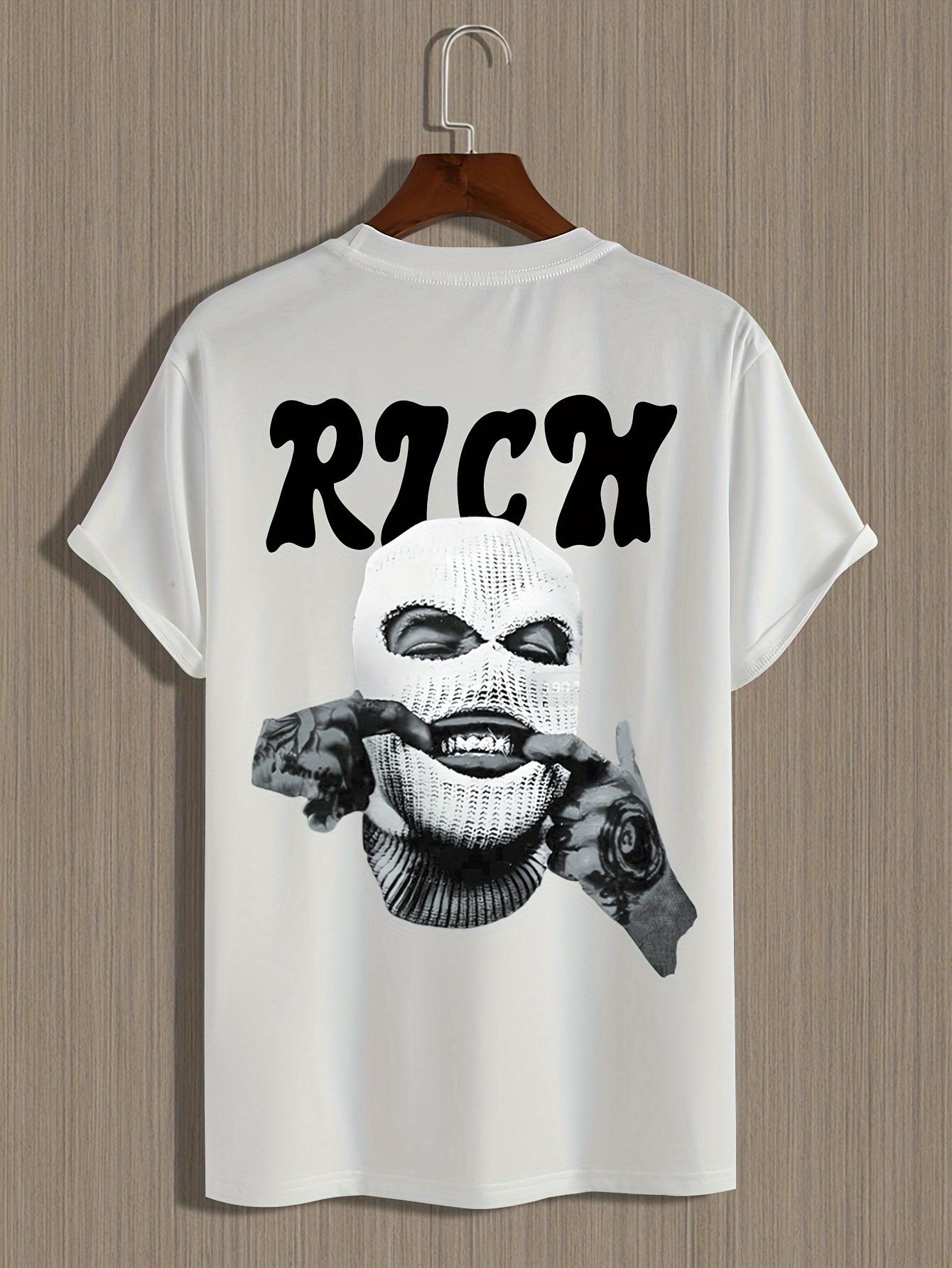 

Gangster pattern pure cotton printed round neck comfortable short sleeved shirt paired with new men s fashion pattern print 4XL