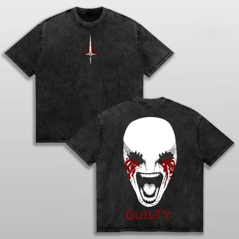 

Jujutsu Kaisen Judge Printed T-shirt Anime Vintage Washed Oversized T Shirt Men Clothing Summer Short Sleeve Cotton Tees Tops XXL чорний