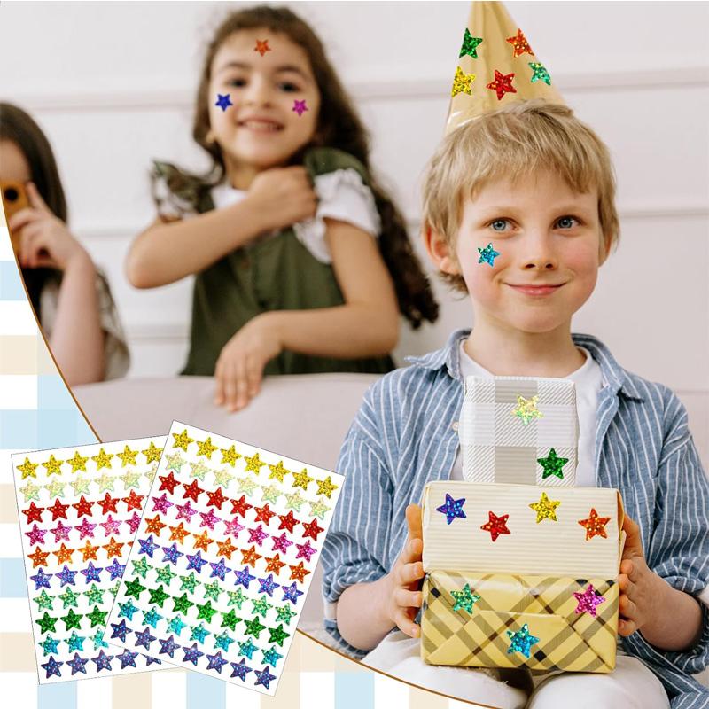 3501050Pcs Colorful Holographic Foil Star Reward Stickers Student Planner Behavior Awards School Classroom Teacher Supplies