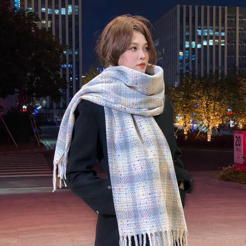 Hochwertiger Schal im koreanischen Stil mit Karomuster: Warmer, verdickter Kaschmir-ähnlicher Schal für Studenten und Paare