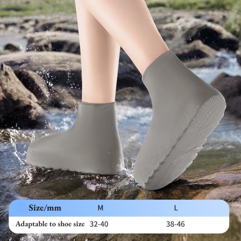 1Pair Upgraded Latex Waterproof Shoe Covers Extra Thick High Top Anti-Slip Reusable for Outdoor Travel Rainy Day Unisex Overshoe
