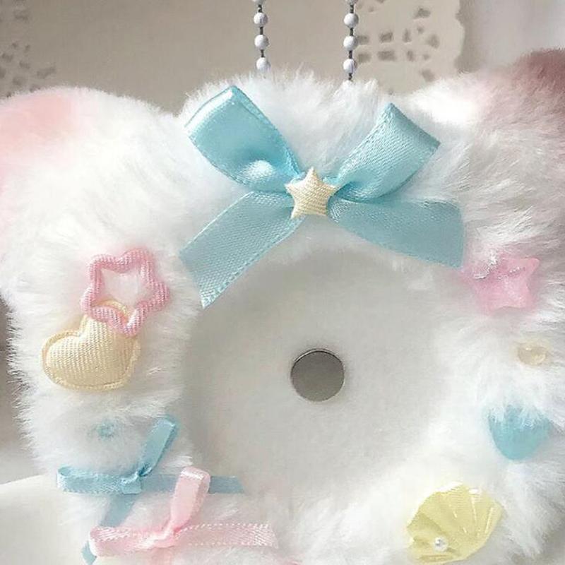1 Stück Süße Katzenohren Plüsch Handgefertigter Abzeichenhalter Schmerzverpackung Schmuck Schlüsselanhänger Für 58mm Abzeichen Tasche DIY Zubehör