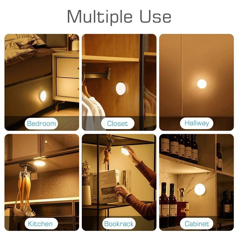 PIR Motion Sensor 8 LED Night Light USB Rechargeable Night Lamp For Kitchen Cabinet Wardrobe Lamp Staircase Closet Light