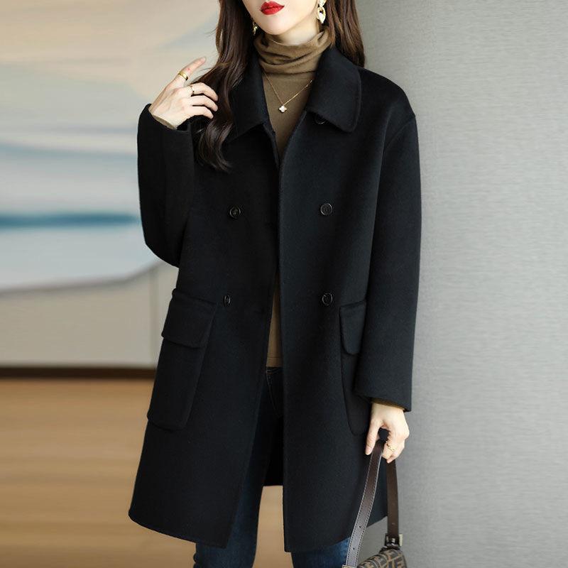 Collar Woolen Coat Women Autumn Winter Thickened Korean Version Slim Fit Slimming
