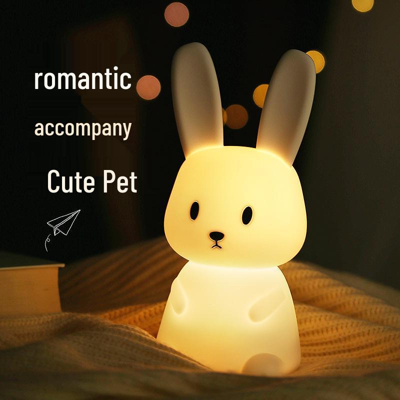 Cute Rabbit Silicone Night Light - USB Rechargeable Sleep Companion for Baby Feeding & Bedroom