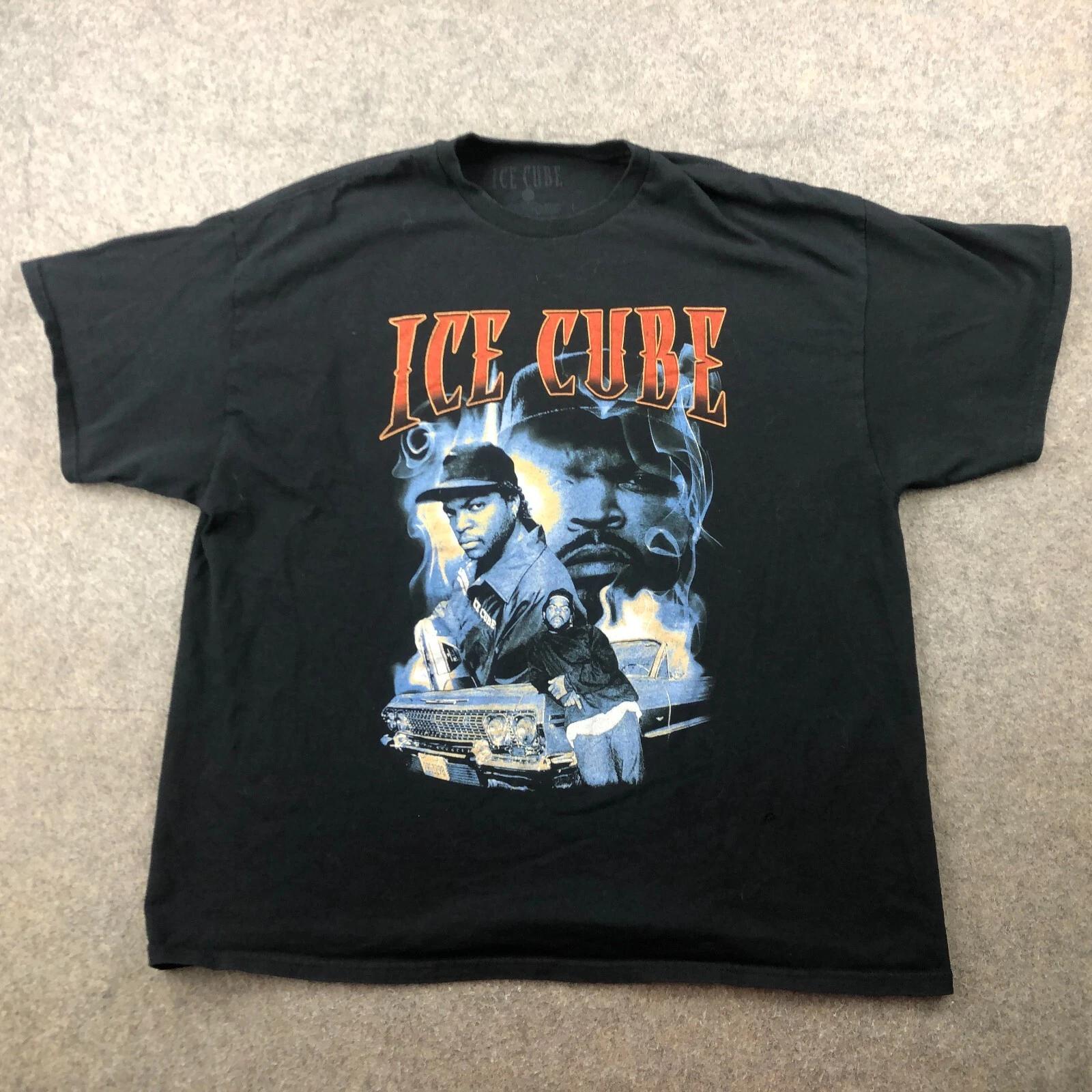 Ice Cube Shirt Mens 2XL Black Short Sleeve Rap Tee Graphic Spell Out Hip Hop * XL