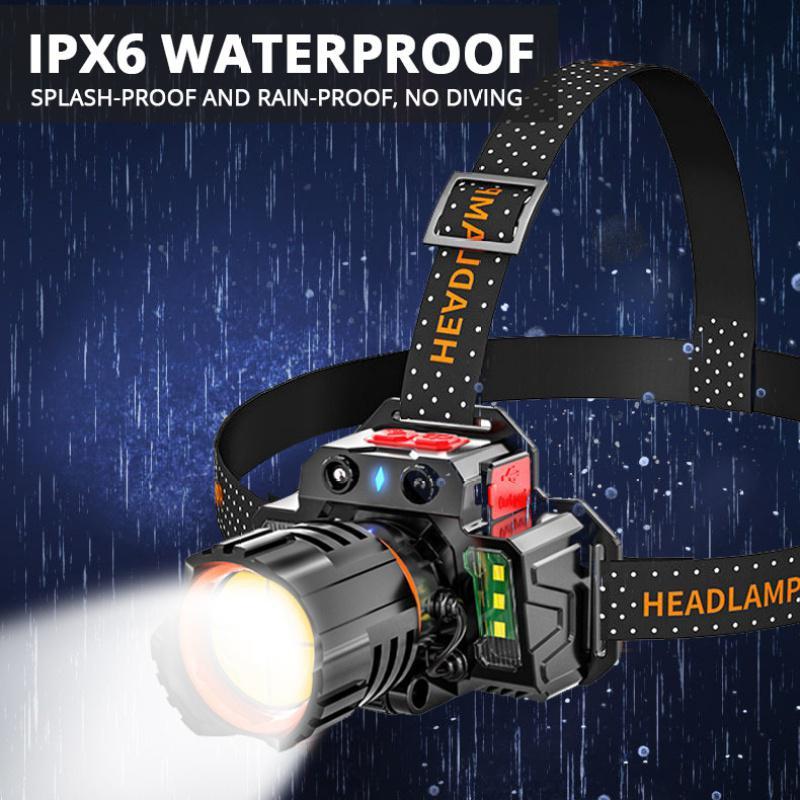 Super Bright XHP50 LED Headlamp Waterproof 5 Modes Flashlight USB Rechargeable Fishing Adventure Camping 18650 Headlight