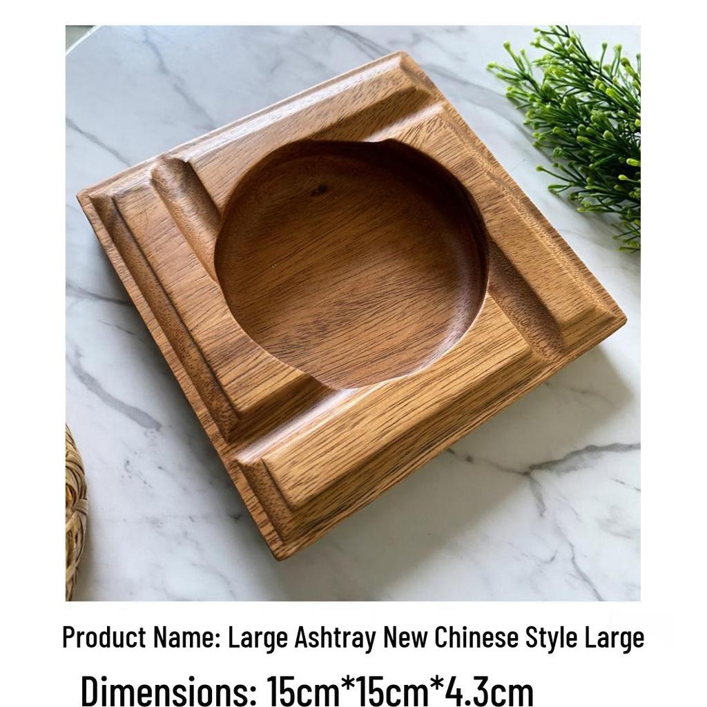 Retro Walnut Solid Wood Ashtray: Creative, Durable, Large-Slot Engraved Design – Perfect for Home or Hotel Use