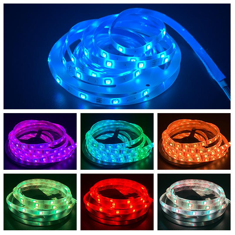 24V Self-Adhesive RGB LED Strip Light Kit with 44-Key Bluetooth Music Controller