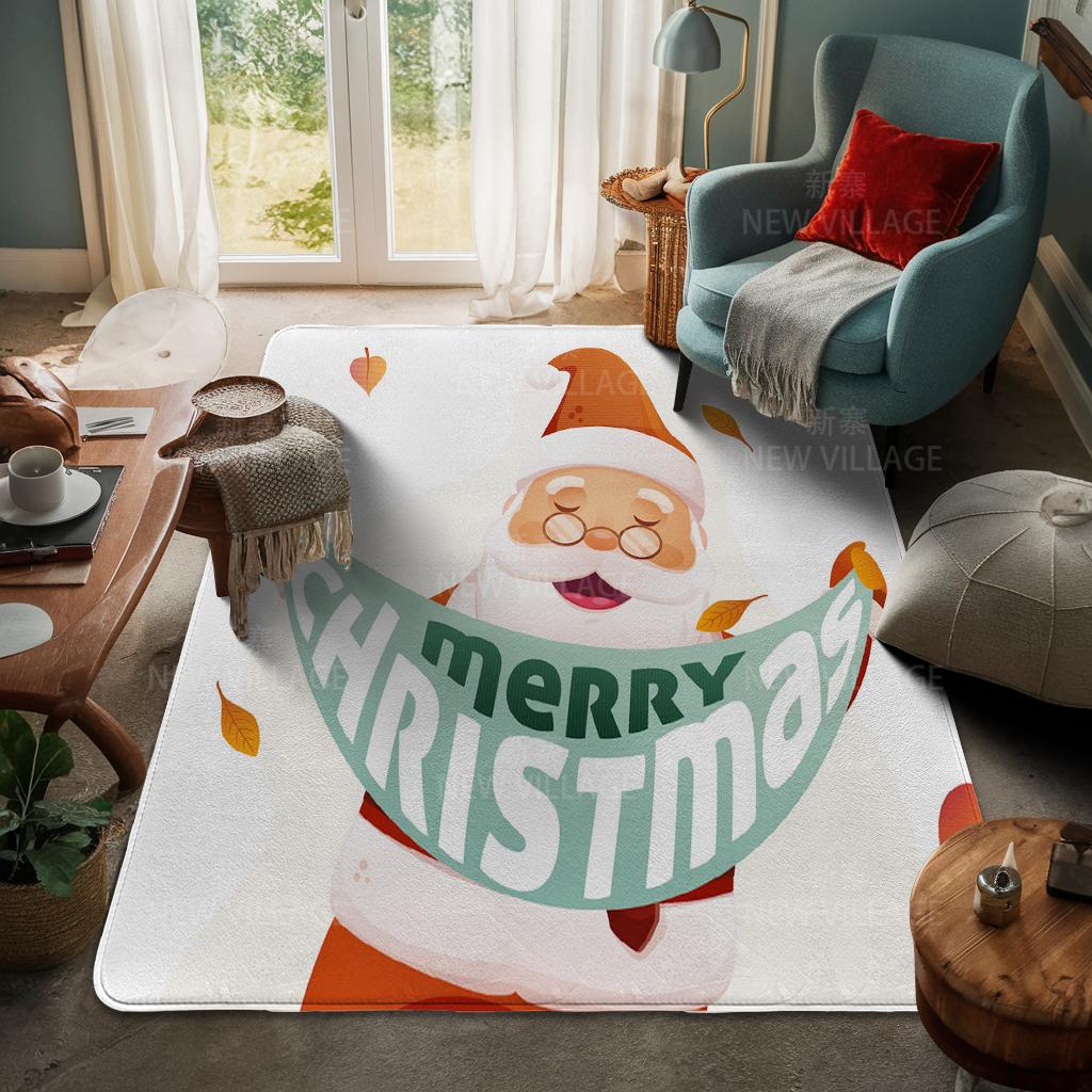 House Entrance Carpet Home Door Mat Living Room Bath Foot Bathroom Non-slip Water Absorption Rugs Bath Merry Christmas Winter