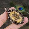 Yellow Fluorite Gemstone Copper Wire Wrap Jewelry Pendant 2.56