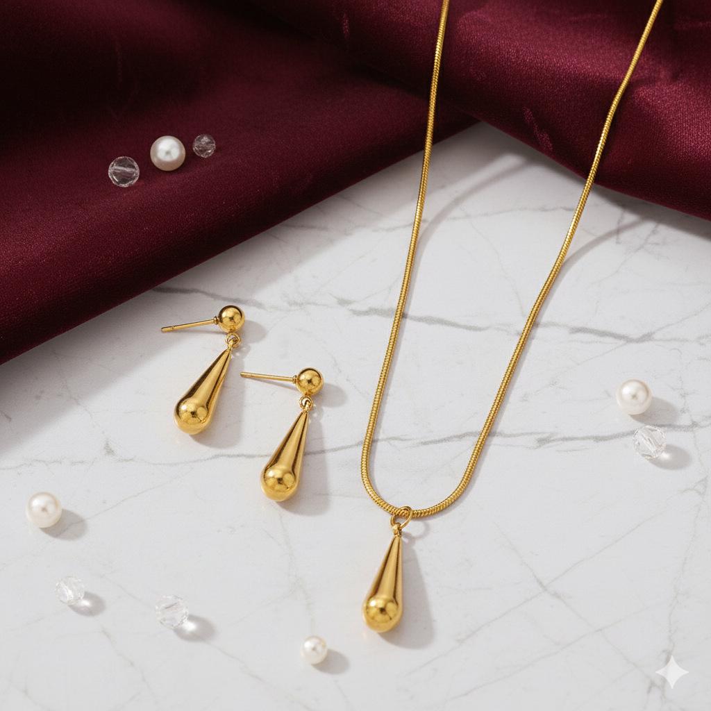 Stainless Steel Water Drop Necklace: Trendy & Versatile Clavicle Chain for Women