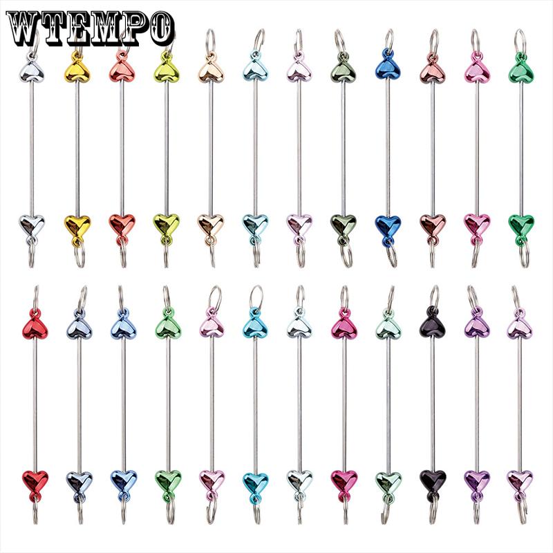 

WTEMPO Creative Heart-shaped Design DIY Beaded Rod Kit Keychain Making Accessories Beadable Keychain Rods Blank Cute Keychain Decorative Bars 20pcs*random разноцветный