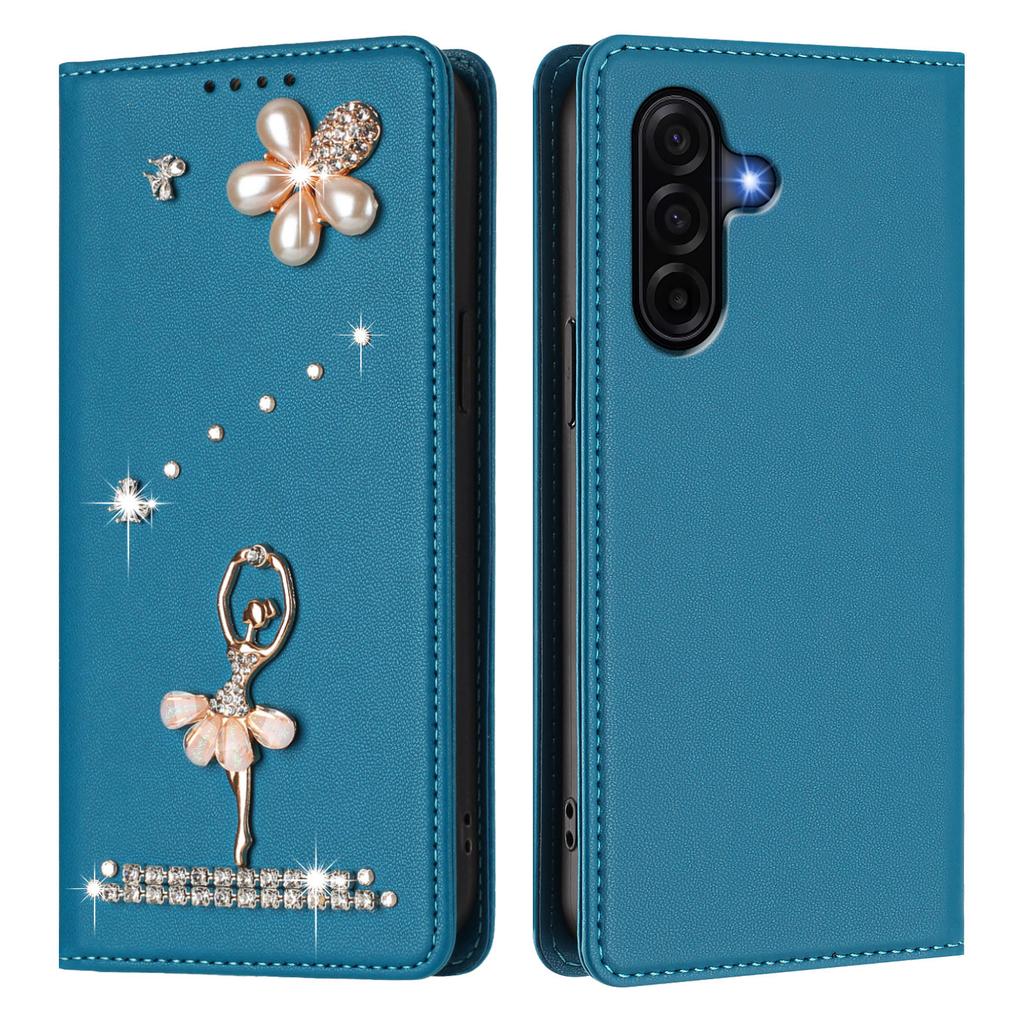 Pour Samsung Galaxy A57 5G Étui Motif Feuilles Florales Multiples Emplacements pour Cartes Fermeture Éclair Housse de Téléphone en Cuir avec