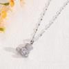 Full Diamond Bear Necklace Female Versatile Temperament Slightly Inlaid Zircon Cute Pendant Clavicle Chain Jewelry