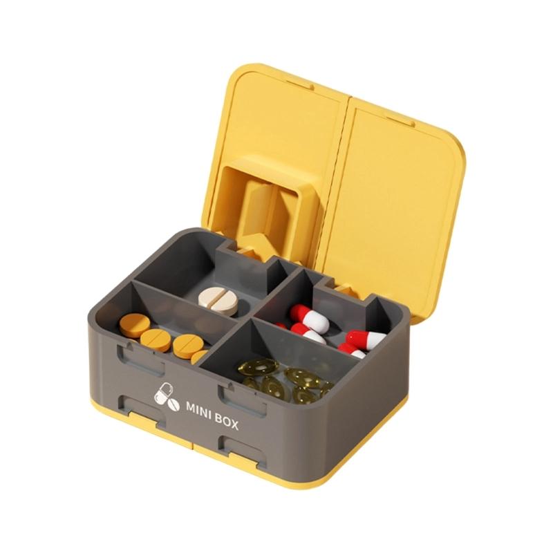 7 Day Weekly Pills Box With Built In Pills Splitter Double Layer Storage For Pills Travel Friendly And Leak Proof жёлтый