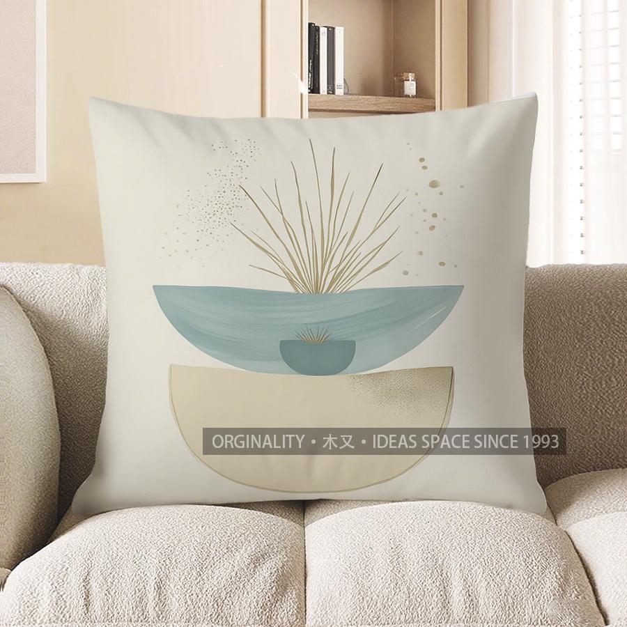 Home Decor Modern Geometric Eucalyptus Pattern Pillow Cover Pattern Cushion Cover Suitable For Sofa Bedroom Car Pillow Cover
