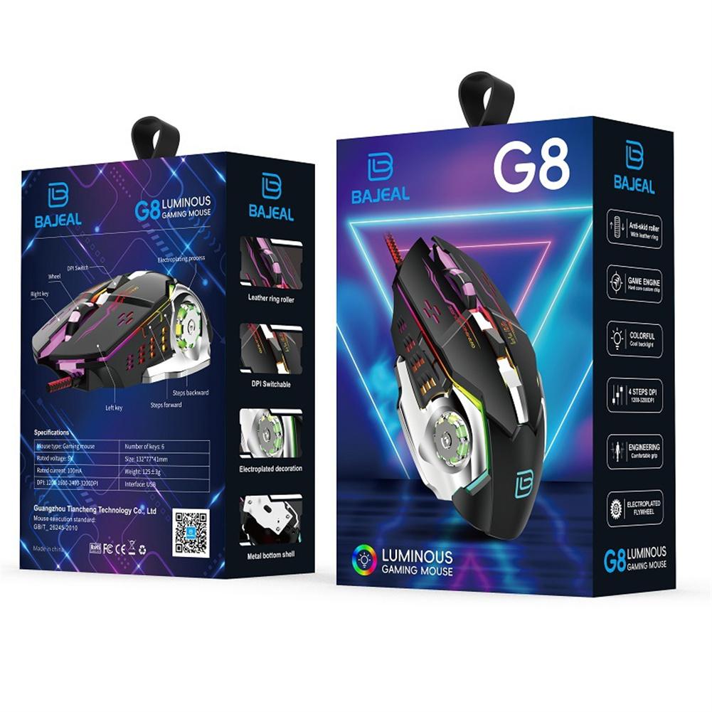 G8 Wired Gaming Mouse Ergonomic Gamer Optical Mouse Computer Mice With 7 Color Backlit, 3 Adjustable DPI, 6 Programmable Buttons