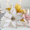 Fabric Plastic Christmas Artificial Flowers 25cm Ornaments Xmas Tree Decorations DIY Decoration Christmas Decor New Year