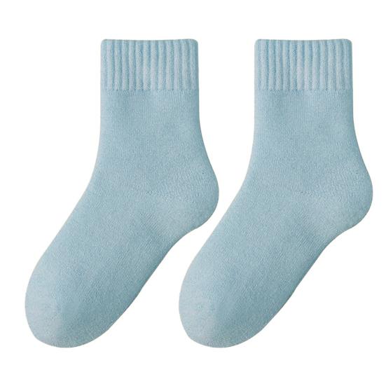 1 Pair Women Winter Socks Mid-tube Thickened Warm Soft Plush No Odor Solid Color High Elasticity Anti-slip Sweat-absorption Anti-shrink Sports Socks