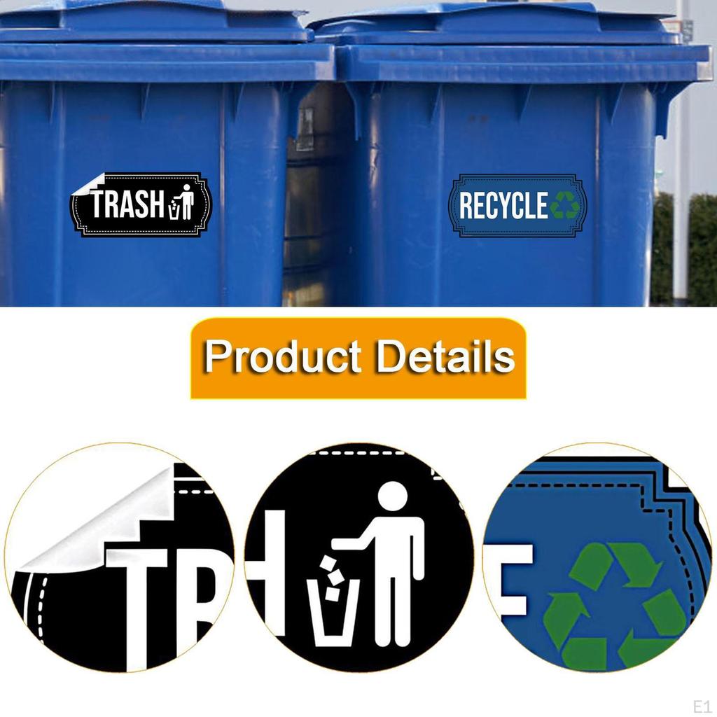 6 Pieces Trash and Recycle Stickers Decal Portable Self Paste Sorting Stickers, Recycling Bin Labels