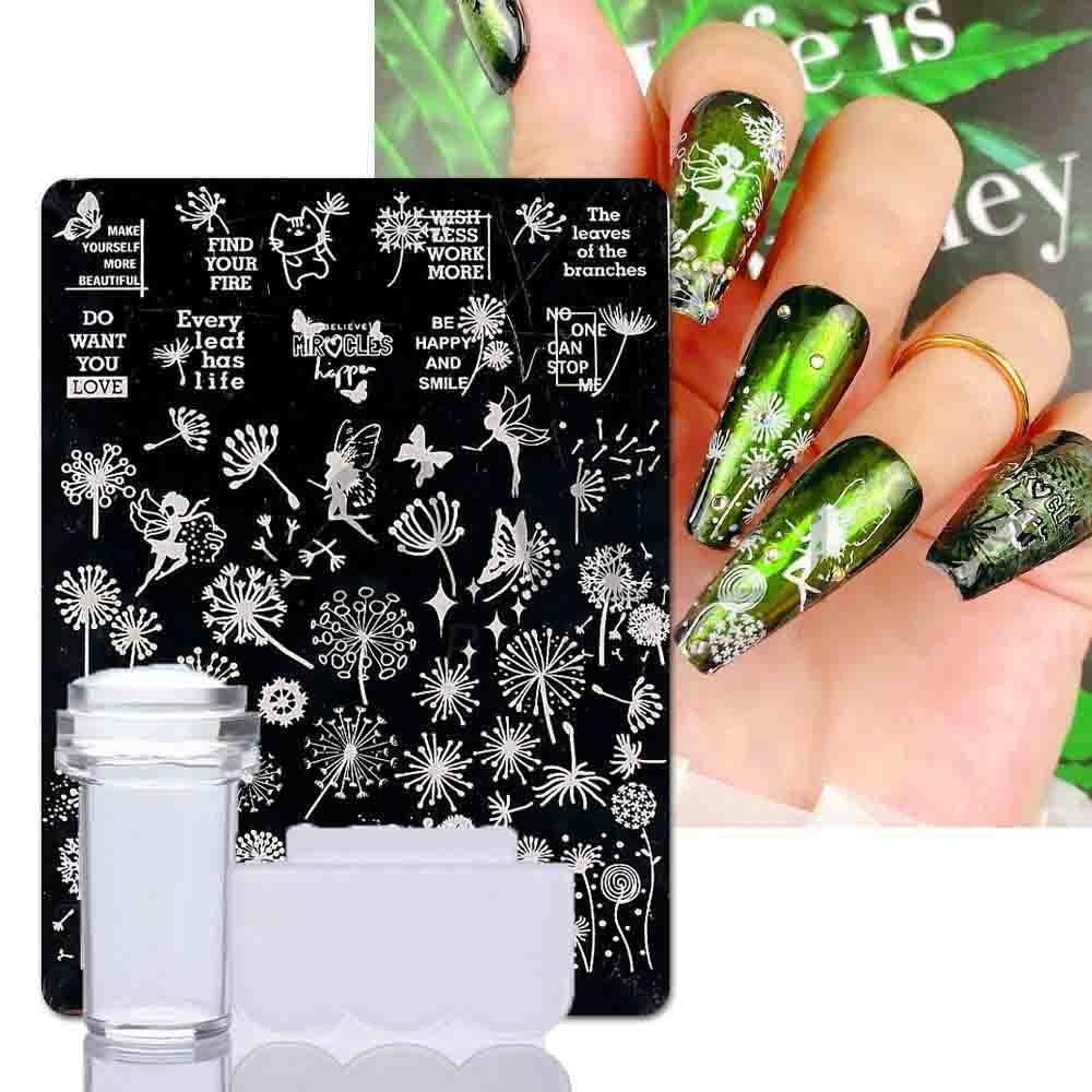 2Pcs/Set Nails Art Stamp Christmas Stainless Steel Stencils Nail Printing Image Manicure Stamping Tools