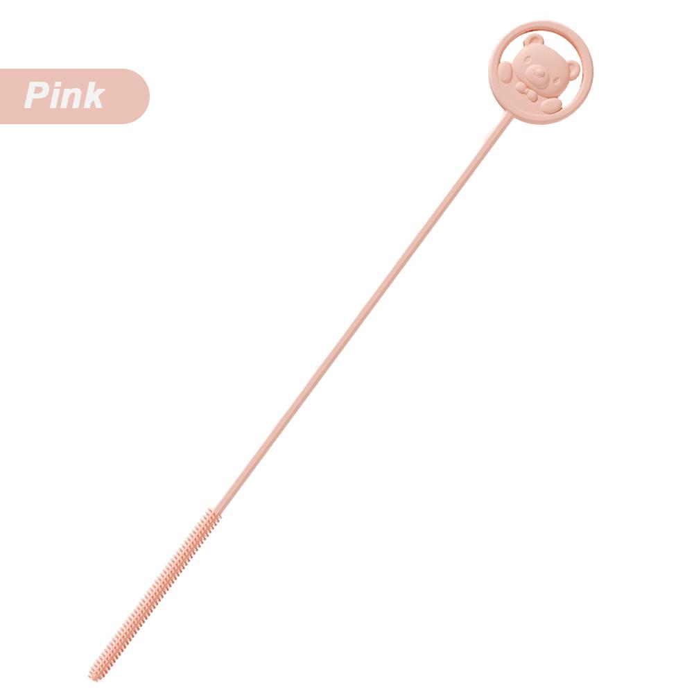 

1Pc Straw Cleaning Brush Food Grade Silicone Material High-density Bristles Ultra-long Handle Bendable Nipple Cup Straw Cleaner рожевий
