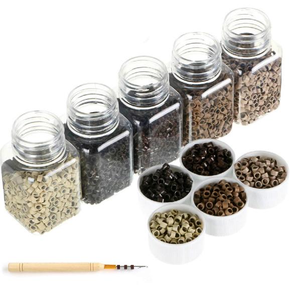 Microlink Beads Screw Micro Ring 4.5mm Lined Beads For Pre Bond Tip Feather Hair Extensions Weft 5000Pcs