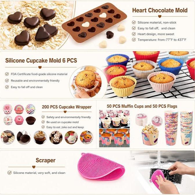 700-Piece Cake Baking & Decorating Set: Turntable, Piping Bags, Nozzles, and Tools