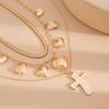 3pcs/set Cross Heart Pendant Necklace Herringbone Snake Chain Choker Accessories