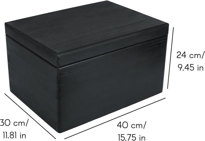 Wooden Storage Box - Creative Deco - Black - 40x30x24cm - RAW and UNSANDED - Not Customizable