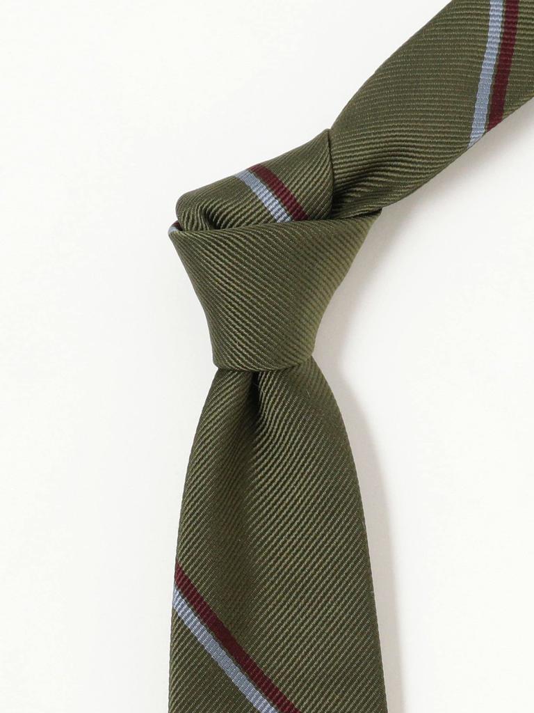 [BEAMS PLUS] Silk Wide Regimental Tie for Men, Green, Free Size, 38440015107