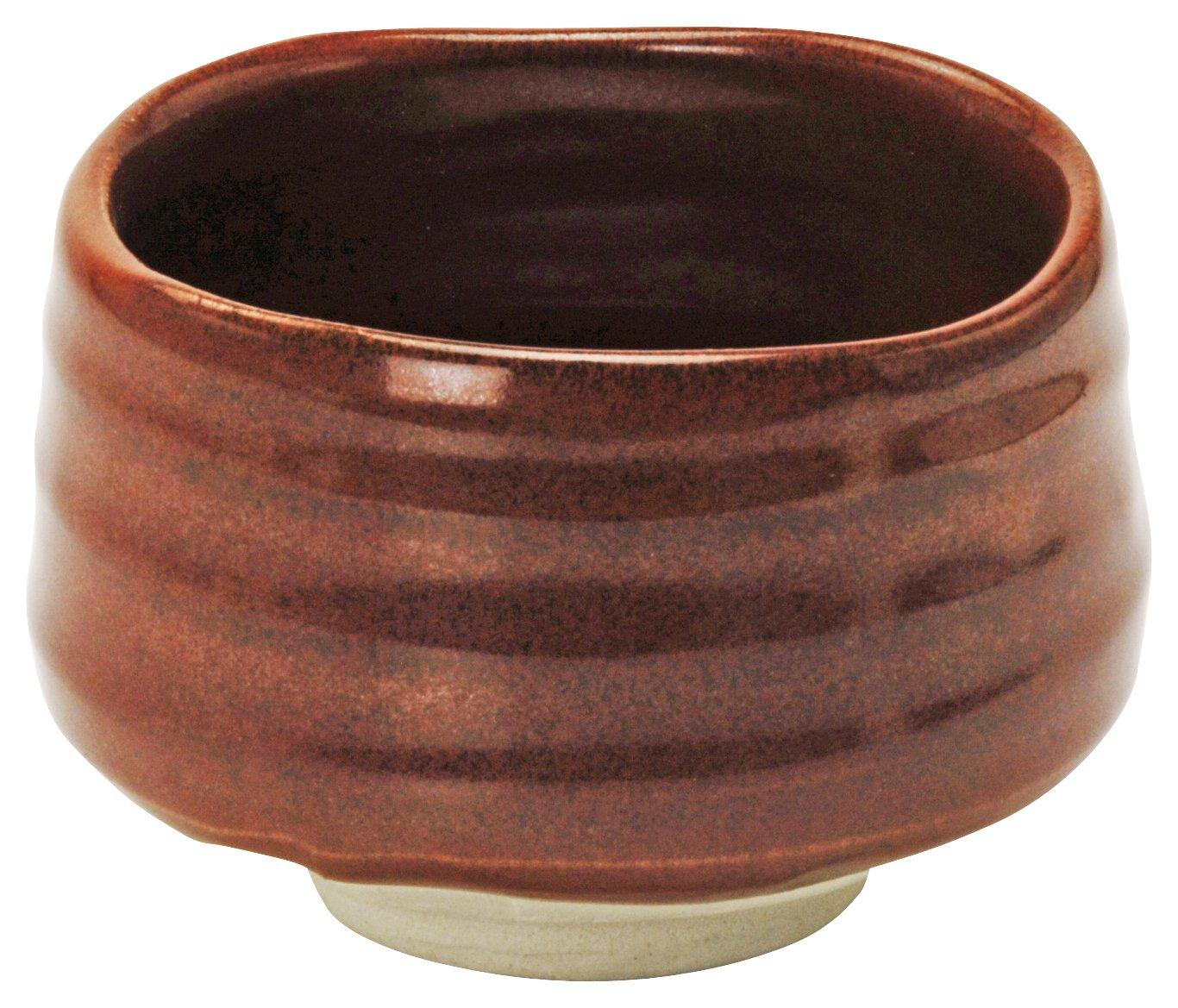 

Mino Ware Matcha Iron Red and Made in Bowl, Half-Cylindrical, Brown, Japan, 596-16-41E