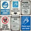 Hygiene Metal Sign No Shoes No Food Drink Restaurant Office School Public Space Plaque Wash Your Hand Sanitizer Keep Clean Sign