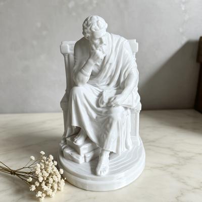 Ornements en Forme de Philosophe Base Stable Sculpture Imprimée en 3D Décoration de Bureau Littéraire Rétro pour Bureau d'Étude Hall d'Entrée