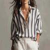 Women's Striped Long Sleeve Button Down Shirt for Casual Daily Wear