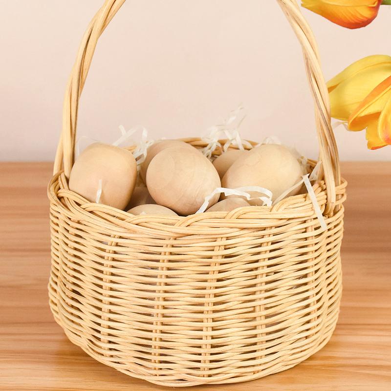 5/10Pcs Easter Wooden Eggs DIY Craft Ornaments 2026 Happy Easter Party Home Decoration Supplies Kids Handmade Gift Basket Filler