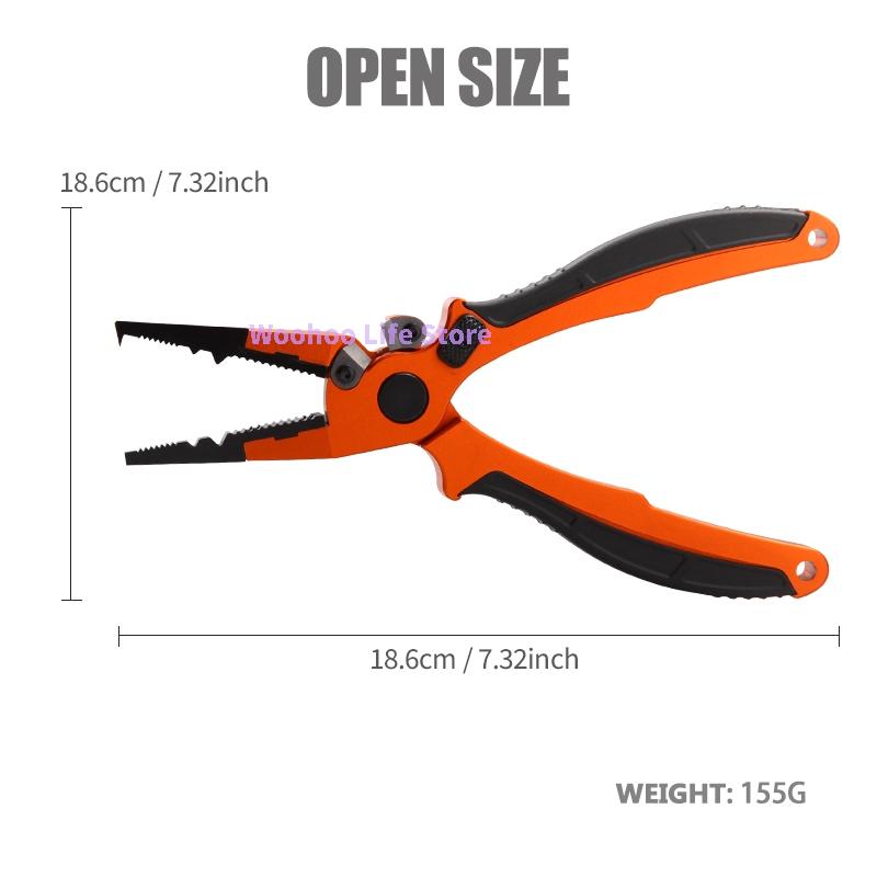 

Fishing Tools Pliers with Braid Cutter Tungsten Steel Split Ring Opener Pliers for Lure Fishing Ultralight Aluminum with Sheath оранжевый