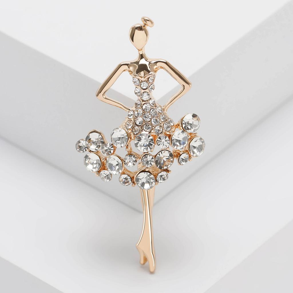 Alloy Rhinestones Dancing Girl Brooch High-End Temperament Women'S Suit Coat Corsage Jewelry Pin