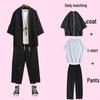 Retro National Style Hanfu Shirt: Trendy Men's Taoist Robe with Three-Quarter Sleeves for Spring and Autumn