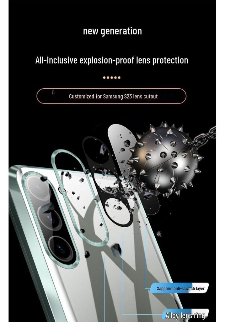 Compatible Samsung S25u HD Full Coverage Transparent Protective Magnetic Metal Case