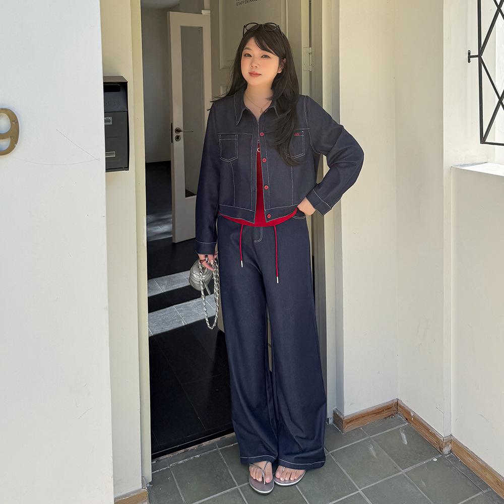 Zhi Xuan Plus Size Women's Korean Three-Piece Denim Set - Spring 2026