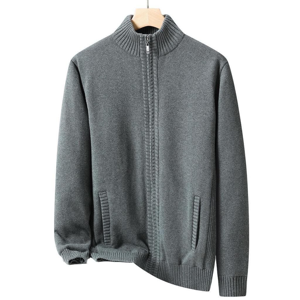 2025 Men's Autumn/Winter Plus Size Light Luxury Warm Down Knit Cardigan Sweater.