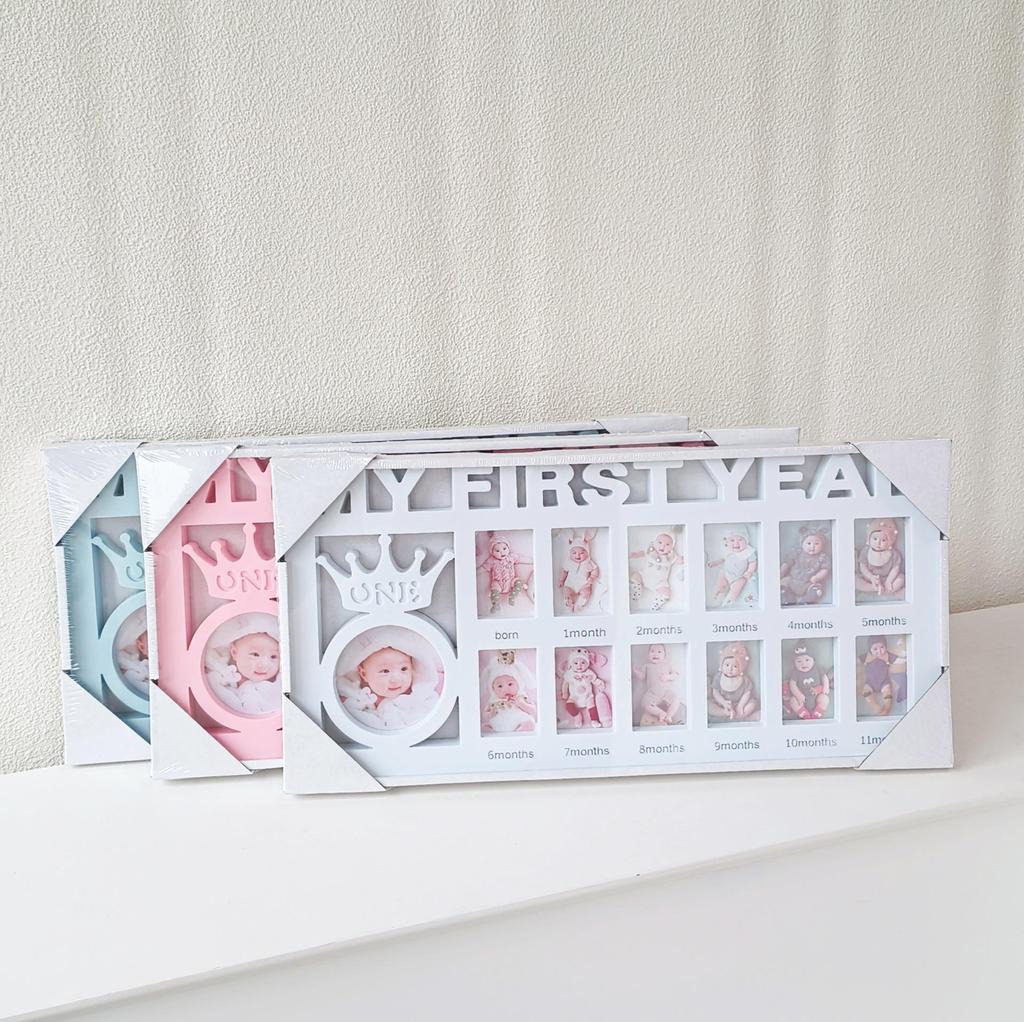 Baby & Child Growth Milestone Photo Frame - Wall Hanging & Tabletop Display, Plastic 'First Birthday' Commemorative Frame