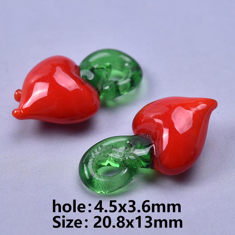 15pcs Mixed Glass Pepper Cherry Cabbage Pendants For Jewelry Making Supplies Red Apple Fruit Charm Pendant DIY Keychain Material